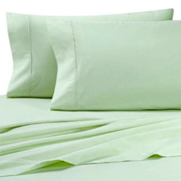 new MINT GREEN Heartland 400 Thread Count 100% Cotton Sateen KING Pillowcases - Picture 5 of 8
